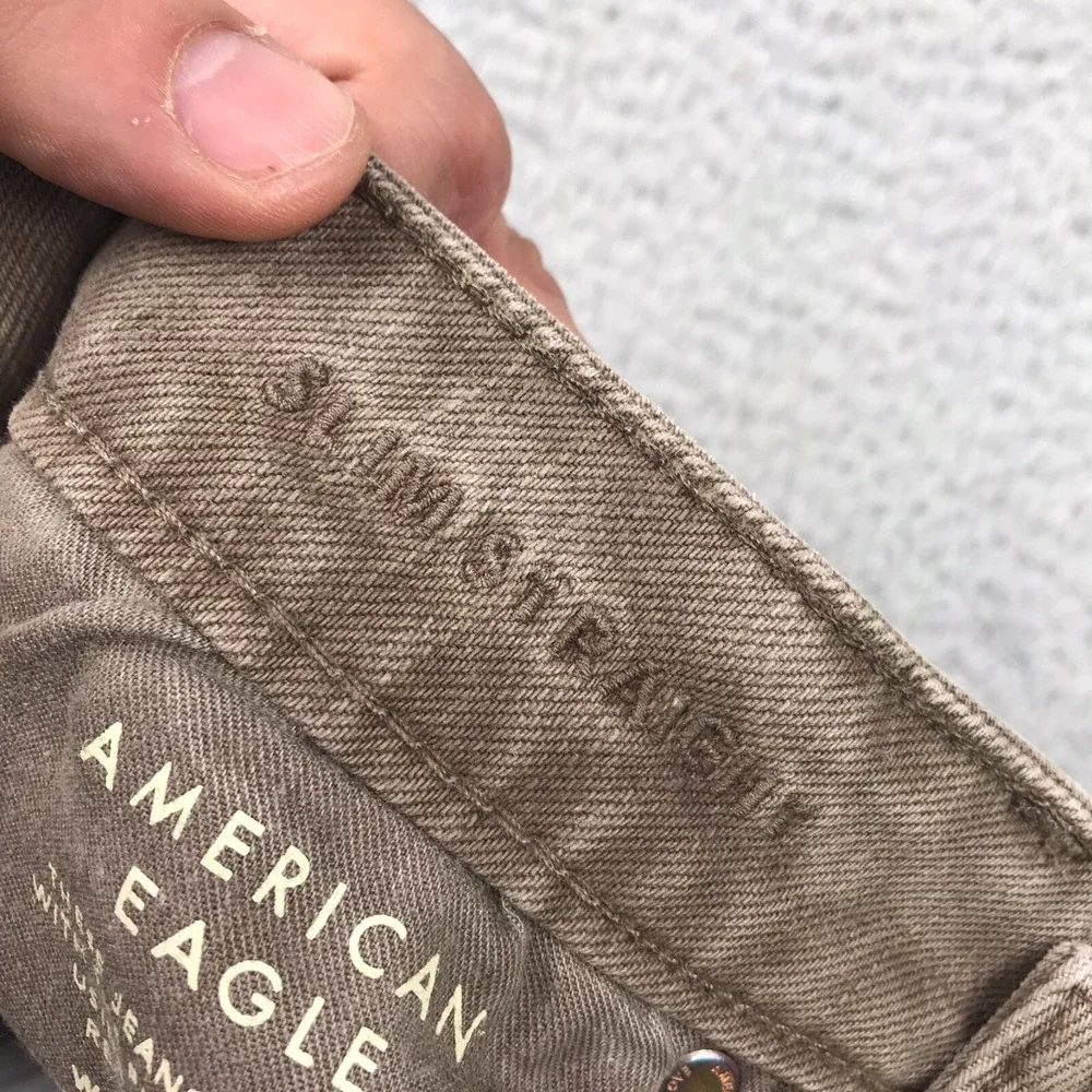 American Eagle Jeans Mens 26x30 Brown Slim Straight Easy Flex Stretch Denim NEW